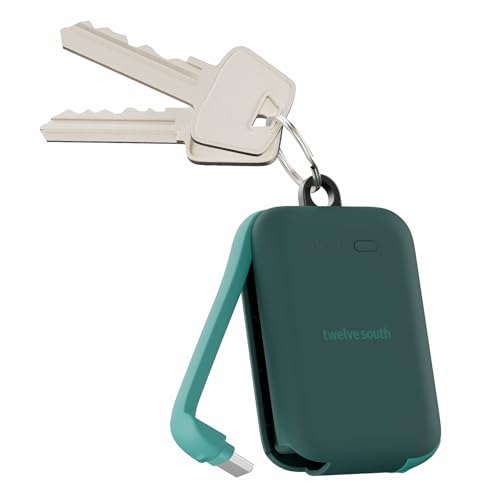Twelve South PowerClip Mini Charger with Built-in USB-C Cable, 2000mAh - color: Teal