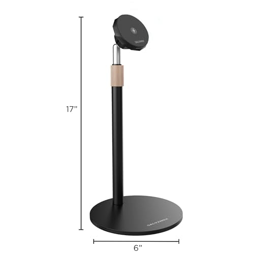 GALVANOX Magnetic Fast-Charging Desk Phone Stand (Adjustable Height) Compatible with MagSafe, Tall Wireless Charger, Heavy Metal Base (15W) Desktop iPhone Holder, Great for Office/Video Calls