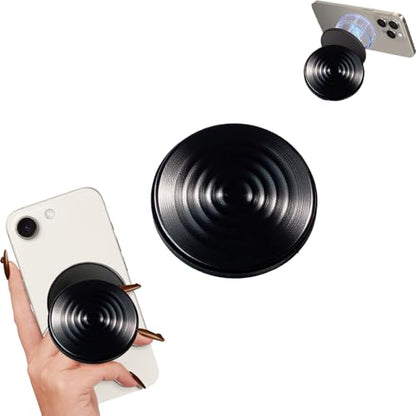 Rookii Strong Magnetic Phone Grip Compatible with Magsafe,Relax Your Fingers Cell Phone Grip Stand Magnetic Ring Holder Finger Kickstand for iPhone/Android Magnet Removable Accessories Cute (Black) - color: black