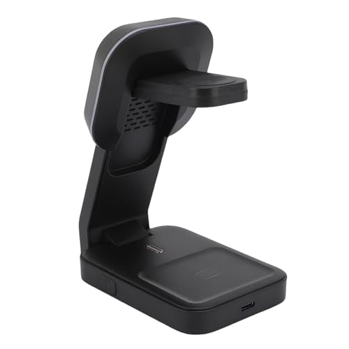 Fabater Fast Wireless Charging Stand 3 in 1 Dock for Multiple Devices Including Phone Watch Earbuds Compact Design Black 146x69x34mm