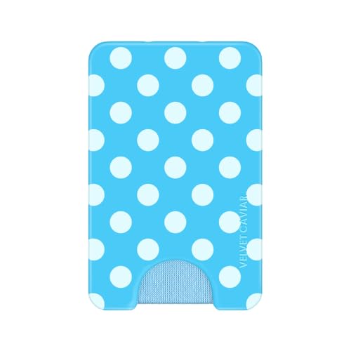 VELVET CAVIAR compatible with MagSafe Wallet 2.0 | Magnetic Card Holder Wallet for iPhone 17/16/15/14/13/12 or Phone Cases compatible with MagSafe | Blue Aquamarine Polka Dot - color: Aquamarine Polka Dot