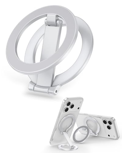 MagSafe Ring Stand Double-Sided Magnetic Phone Grip, Finger Loop Kickstand - color: Sliver