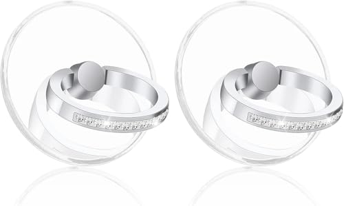 2pcs Diamond Phone Ring Stand Holder，Round Transparent Phone Ring Kickstand，360 Degree Rotation Finger Grip Compatible with All Smartphones，Tablet and Case