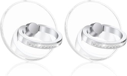 2pcs Diamond Phone Ring Stand Holder，Round Transparent Phone Ring Kickstand，360 Degree Rotation Finger Grip Compatible with All Smartphones，Tablet and Case