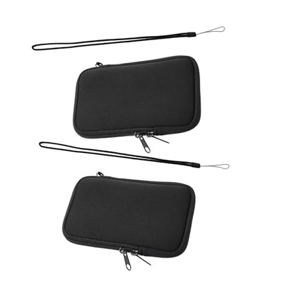 2 PCS Generic Phone Pouch - Neoprene Protective Sleeve Black | Shock-Absorbing & Scratch-Proof Phone Bag with Zipper Closure & Adjustable Neck Strap for Large Cell Phones