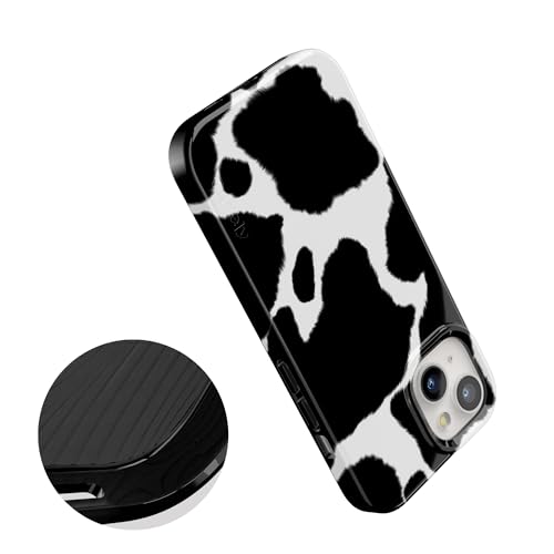 Casely iPhone 15 Plus Case | Current Mood | Cow Print | Compatible with MagSafe | Classic Ultra Slim Design - color: Current MOOd | Cow Print