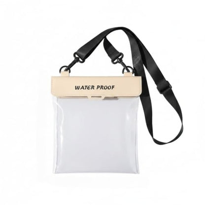 Waterproof Phone Pouch with Adjustable Shoulder Strap, Large Capacity Dry Bag, Touch Screen Compatible Case for Beach, Swimming, Kayaking, Boating, Fishing, Travel and Outdoor Activities (Beige) - color: Beige
