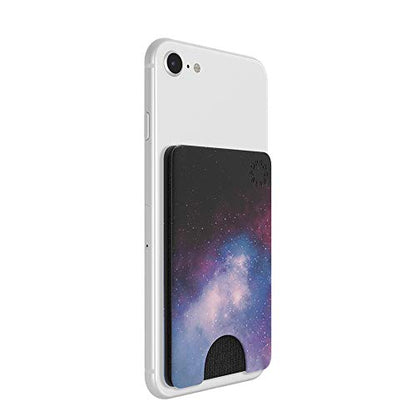 PopSockets Minimalist Slim Phone Wallet, Phone Card Holder, Wireless Charging Compatible, Wallet Without Grip Compatible with MagSafe- BL Galaxy