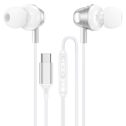 USB C Google Headphones Wired Earbuds for Google Pixel 11 10 Pro XL/Fold - color: White