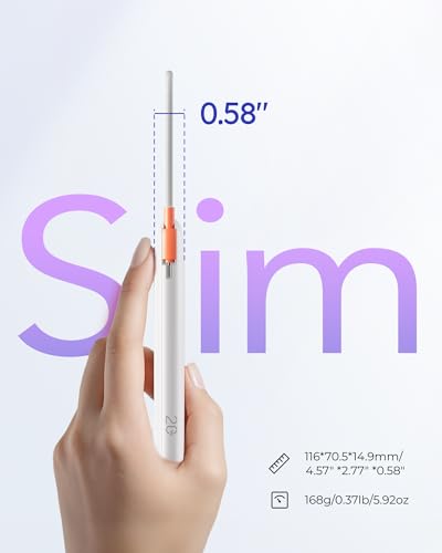 VIYISI 0.58” Slim Portable Charger Small 10000mAh with Built-in USB C Cable - color: White