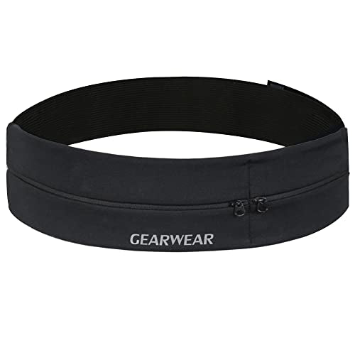 Running Belt | Runner Fanny Pack for Women and Men | Adjustble Waist Band Pack for Storage Phone - color: Black / Waist 30"-45"