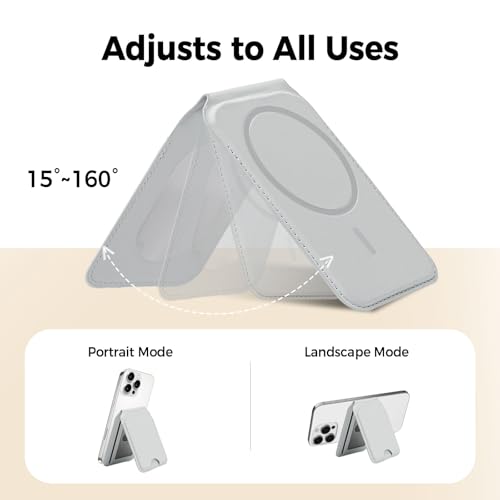 for MagSafe Wallet with Mirror, 4 Card Holder RFID Blocking Stand - color: Gray