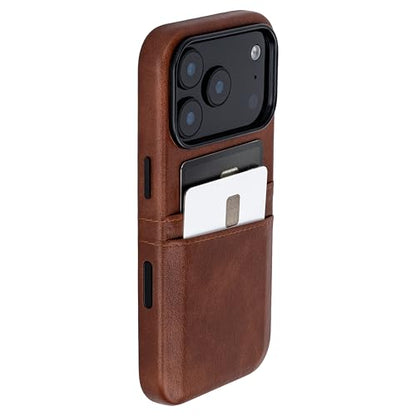 Dockem Card Case for iPhone 17 Pro with Magnetic Mounting Plate, Camera Control Button, Wallet with 2 Holder Slots: M2 Exec Premium Synthetic Leather (Brown) - color: Brown, size: 17 Pro