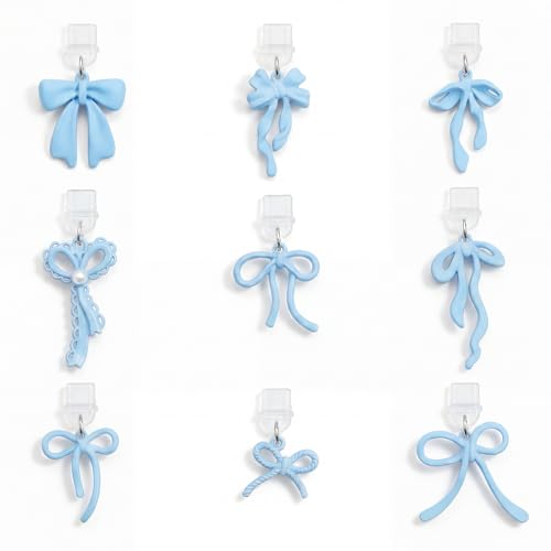 YOJO Dust Plug Charms for E-Reader, Cute Type C USB-C Charging Port Plugs, Aesthetic Port Protectors, Tech Gift for Book Lovers Readers Students Women Men - color: Blue Bow