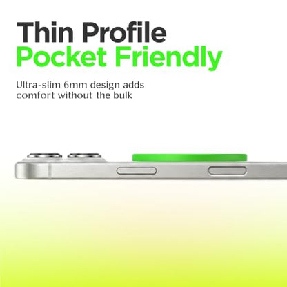 FELONY CASE - Neon Green Ring Grip and Stand - Version 2.0, Improved Stronger Magnet, Magnetic Phone Ring Holder for MagSafe Compatible iPhone 17,16, 15, 14, 13, 12, Pro Max, Air - Drop Protection - color: Neon Green