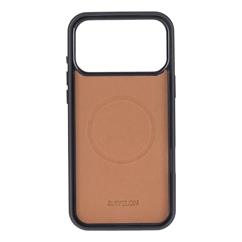 Bayelon Leather Folio Case for iPhone 17 Pro 6.3", Flip Cover Card Holder, Genuine Leather Case, Folio Wallet Case, MagSafe Compatible Shockproof Flip Cover, Rfid Blocking -Smoked Black - color: Smoked Black, size: iPhone 17 Pro