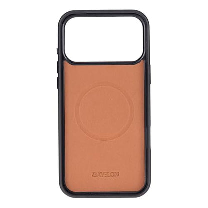 Bayelon Leather Folio Case for iPhone 17 Pro 6.3", Flip Cover Card Holder, Genuine Leather Case, Folio Wallet Case, MagSafe Compatible Shockproof Flip Cover, Rfid Blocking -Smoked Black - color: Smoked Black, size: iPhone 17 Pro