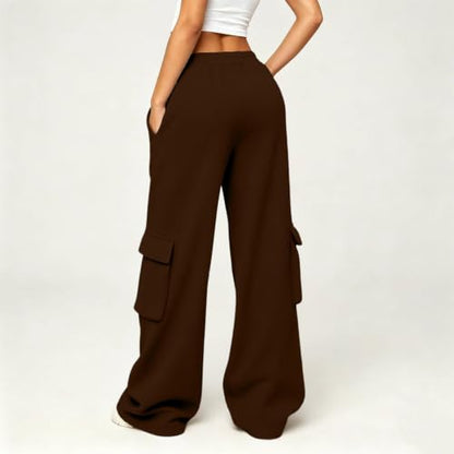 Cargo Sweatpants For Women Baggy Drawstring Waist Hiking Pants Lightweight Y2k Stretch Athletic Joggers With Pockets - color: Coffee, size: XX-Large