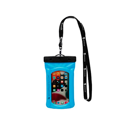 geckobrands Float Phone Dry Bag - Waterproof & Floating Phone Pouch – Fits Most iPhone and Samsung Galaxy Models - color: Neon Blue