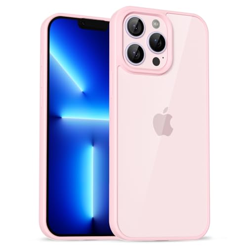 for iPhone 13 Pro Max Case Clear, Cute Transparent 13 Pro Max Phone Case Hard Shell & Soft Silicone Bumper & Clear Back, Acrylic Plastic TPU Non Yellowing Phone Cover for Women, Light Pink - color: Light Pink, size: 13 Pro Max