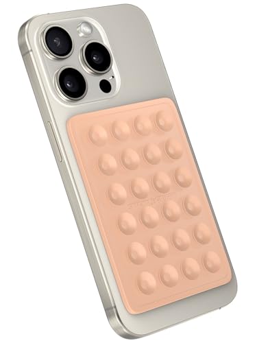 StickyGrippy Suction Phone Case Mount, Sillicon Adhesive Phone Accessory for iPhone and Android, Hands-Free Strong Grip Mirror Shower Phone Holder, Tiktok Videos and Selfies (Beige) - color: Beige