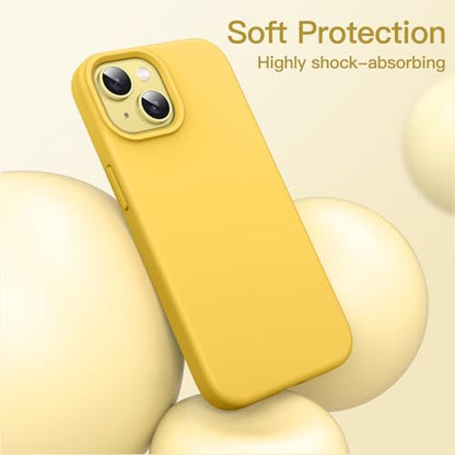 JETech Silicone Case for iPhone 14, Yellow | Silky Soft Touch, Shockproof Protection, Scratch Resistant, Microfiber Lining - color: Yellow, size: iPhone 14