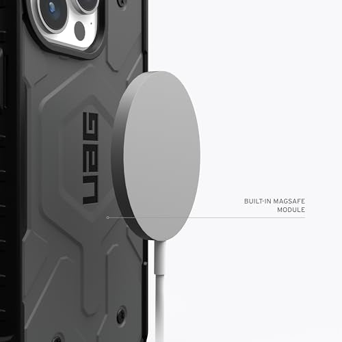URBAN ARMOR GEAR UAG Case [Updated Ver.] Compatible with iPhone 15 Pro Case 6.1" Pathfinder Silver Built-in Magnet Compatible with MagSafe Charging Rugged Military Grade Dropproof Protective Cover - color: Silver