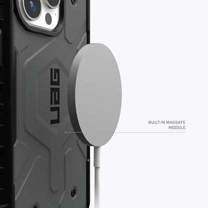 URBAN ARMOR GEAR UAG Case [Updated Ver.] Compatible with iPhone 15 Pro Case 6.1" Pathfinder Silver Built-in Magnet Compatible with MagSafe Charging Rugged Military Grade Dropproof Protective Cover - color: Silver