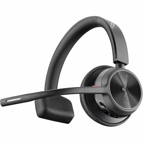 Poly - Voyager 4310 UC Wireless Headset (Plantronics) - Single-Ear Headset w/Mic - Connect to PC/Mac via USB-A Bluetooth Adapter, Cell Phone via Bluetooth - Works with Teams (Certified), Zoom & More - style: Headset (Teams Version)
