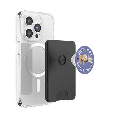 Sloth is my spirit animal cell phone grip holder sloth lover PopSockets PopWallet for MagSafe - style: Magnetic PopWallet