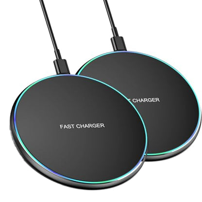 Fast Wireless Charger 2-Pack, 15W Wireless Charging Pad Compatible with iPhone 16/15/14/13/12 Pro Max SE XR AirPods, Samsung Galaxy S24/S23/S22/S21 Note Pixel LG