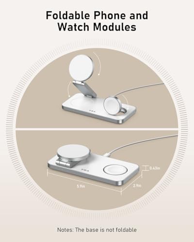 3 in 1 Magnetic Wireless Charger for Samsung Galaxy, Foldable Fast Charging Station for MagSafe Samsung Galaxy S26 Ultra S25 S24 Z Fold Flip 8 Watch 8 7 Buds 4 3 Pro,Not for Samsung Watch 9/Ultra 2 - color: White