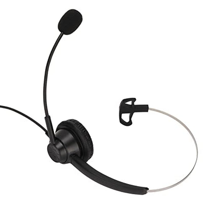 Telephone Headphone Noise Cancelling Single Ear Wired Headset with Mic Mute, 3.5mm Elbow Plug Business Call Center Headset for Office Customer Service