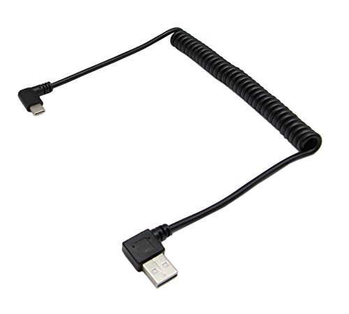 90 Degree Right Angle USB 2.0 to USB C Spring Cable Type C USB Male to USB A Male Data Cable for Tablets Cellphone(1.2M)