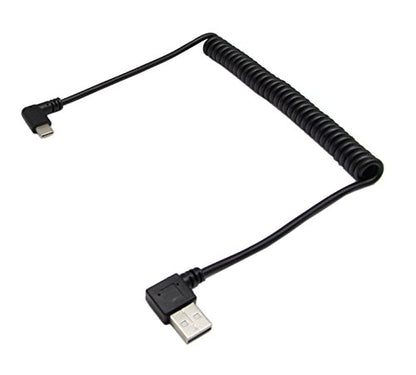 90 Degree Right Angle USB 2.0 to USB C Spring Cable Type C USB Male to USB A Male Data Cable for Tablets Cellphone(1.2M)