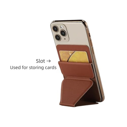 Magnetic Wallet for MagSafe with Stand, RFID Blocking, 2 Card Holder, Slim Leather, Compatible with iPhone 17 16 15 14 13 12 Series - color: brown small support