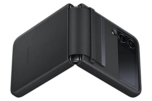 SAMSUNG Galaxy Z Flip4 Flap Leather Cover, Protective, Premium, Luxury Phone Case with Slim Style Design, US Version, Black - color: Black, style: Leather