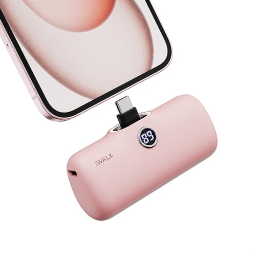 iWALK USB-C Portable Charger for iPhone 15/16, Mini 20W 4,800mAh Wireless Power Bank Fast Charging Travel Battery Pack Compatible with iPhone 16/15/15 Plus/15 Pro/15 Pro Max, Andriod Phone Samsung - color: Pink