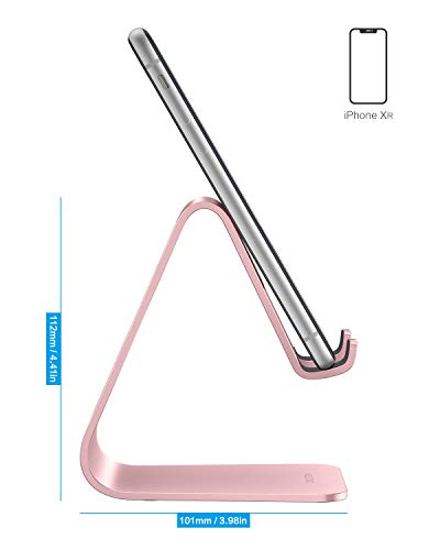 OMOTON C1 Upgraded Aluminum Cell Phone Stand for Desk, Durable Phone Dock - color: Rose Gold