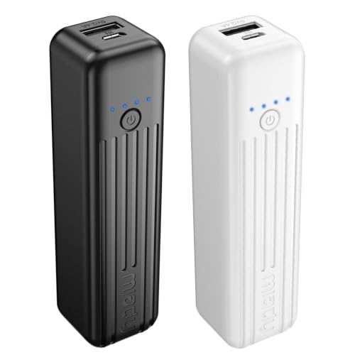 Miady 2-Pack Small Portable Charger Mini Power Bank Lipstick Battery Pack - color: Black+White