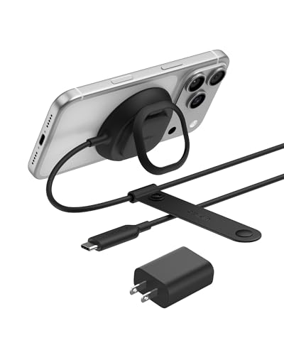 Belkin Qi2.2 25W Wireless Charger Fast Charging Pad with Kickstand - color: Black, style: Power Supply Included