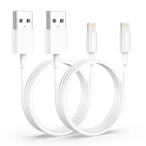 3ft USB to Lightning Cable [Apple MFi Certified], 2 Pack iPhone Charging Cord 3 Feet White, 3 Foot CarPlay USB A to Lightning Cable for iPhone 14 13 12 11 Pro Max SE, iPad
