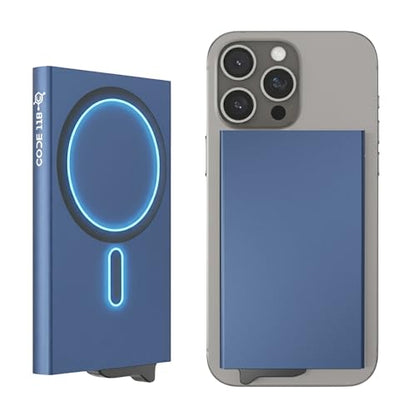 CODE 118 Wallet for Men - Slim Minimalist Aluminum Magnetic Card Holder - RFID Blocking Front Pocket Mag Safe Wallet with Strong Magnet Attachment (Pacific Blue) - color: Pacific Blue