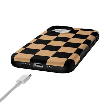 Casely iPhone 12 Mini Case | Fit Check | Black & Brown Checkerboard | Bold Protective Design | MagSafe Compatible Design - color: Fit Check | Black & Brown Checkerboard, size: Iphone 12 Mini