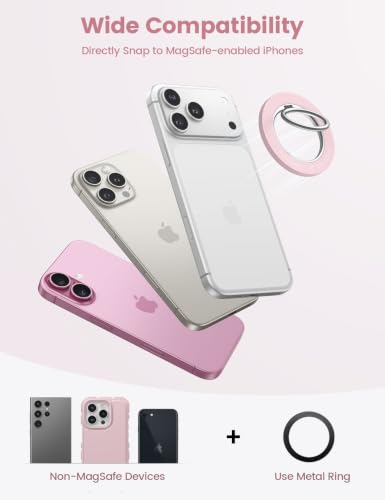 Lamicall Magnetic Phone Grip for MagSafe Accessories, Strong Magnet Ring - color: Pastel Pink