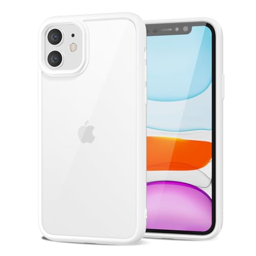 LoeoeL for iPhone 11 Case Clear, Transparent Hybrid 11 Phone Case [Hard Plastic & Soft Silicone Bumper] Acrylic Non Yellowing Thin Slim Protective Cover for Women, White - color: White, size: 11