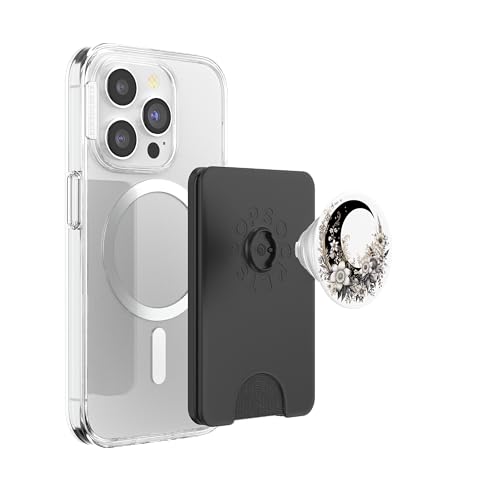 Crescent Moon and Flowers Floral Moon PopSockets PopWallet for MagSafe - style: Magnetic PopWallet