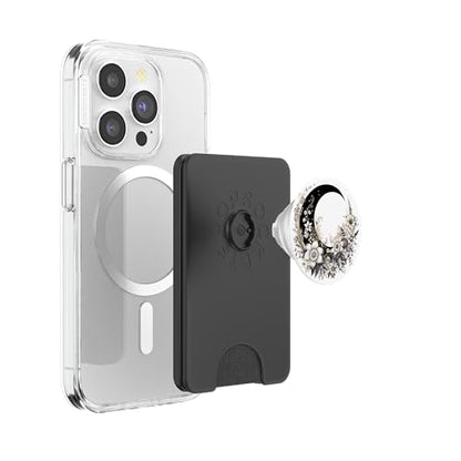 Crescent Moon and Flowers Floral Moon PopSockets PopWallet for MagSafe - style: Magnetic PopWallet