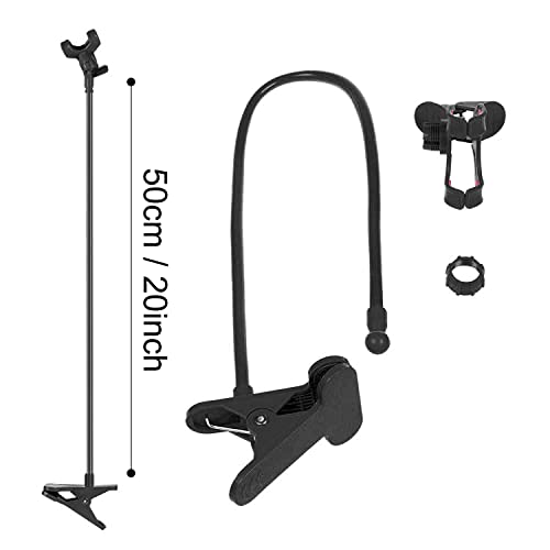ITART Plastic Flexible Long Arms Gooseneck Clip Clamp Stand Universal Cell Phone Holder - Black - color: Black