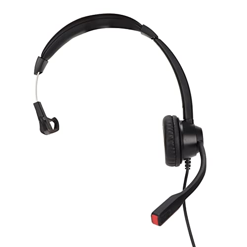 Monaural Customer Service Headset, RJ9 Single Sided Ear Headphone with Noise Cancelling Mic, Volume Adjustable Business Communication Headset for Call Centers and Office